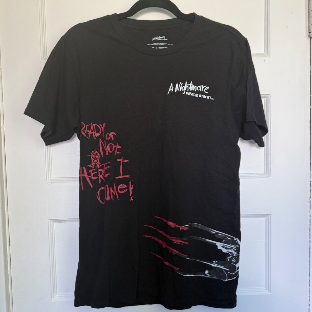 A Nightmare on Elm Street Freddy Krueger Graphic T-Shirt Black Mens Medium